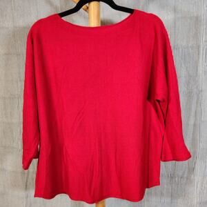 Chicos $99 Medium Red Rayon Cashmere Blend Pullover Boatneck 3/4 Sleeve